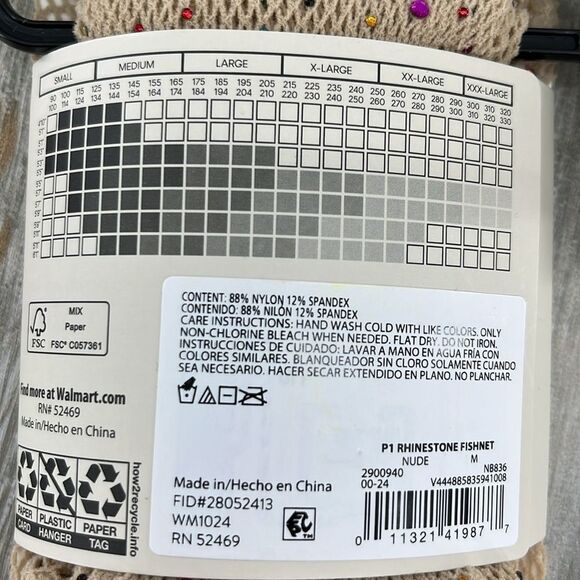 Rhinestone Fishnet Tights Pantyhose 2-Pack Sizes M - Picture 3 of 5